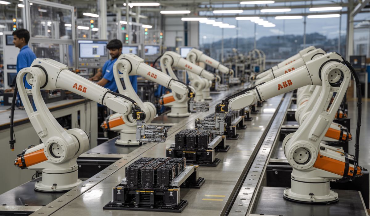 ABB robotic assembly line in an Indian factory