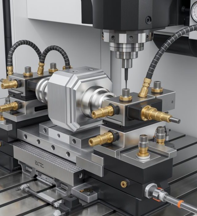 Hydraulic fixture for CNC machining accuracy Hydraulic fixtures used in CNC machining for accurate and repeatable clamping.