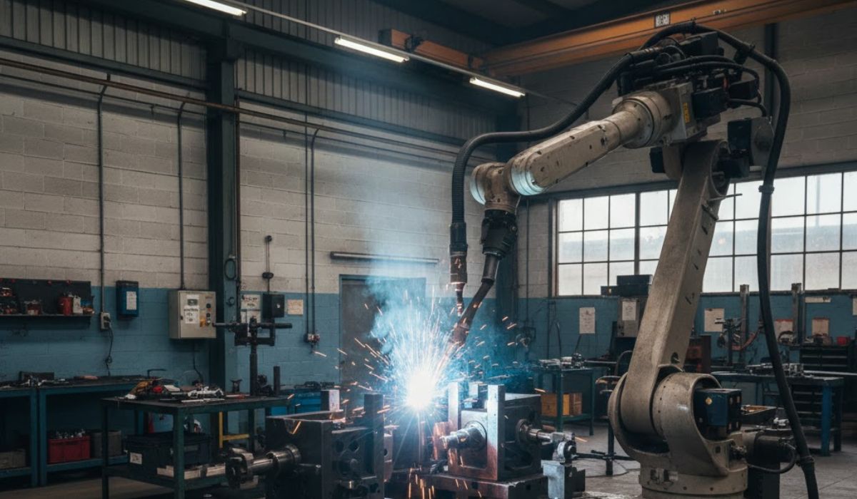 Automated robotic welding using precision welding fixture Robotic welding fixture used in automated welding process