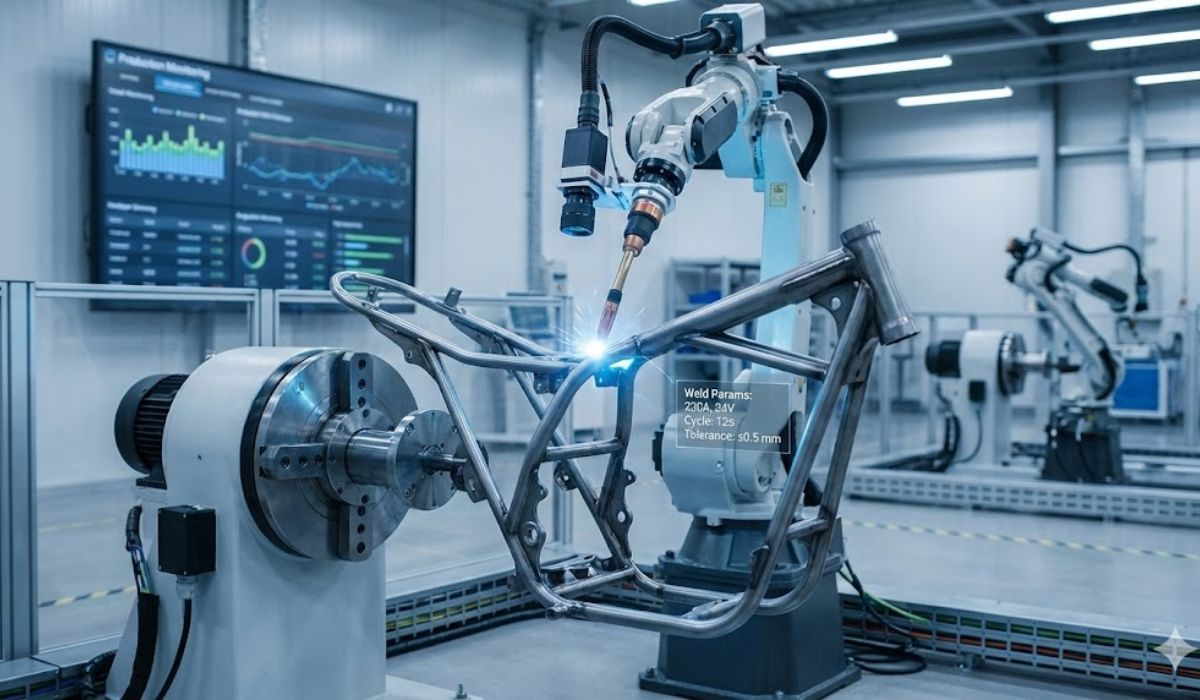 Smart robotic welding system with vision integration for future-ready two wheeler frame automation