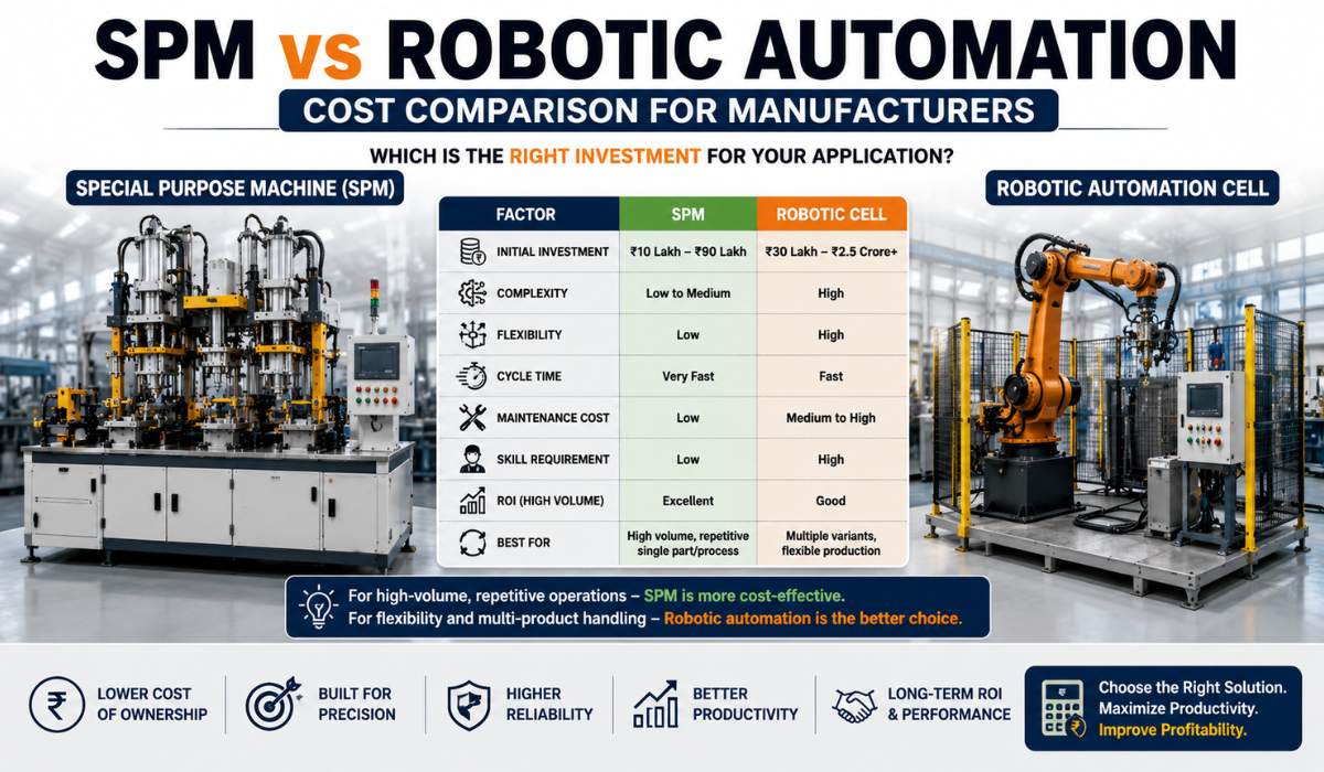 SPM machine versus robotic automation cost comparison for manufacturing applications